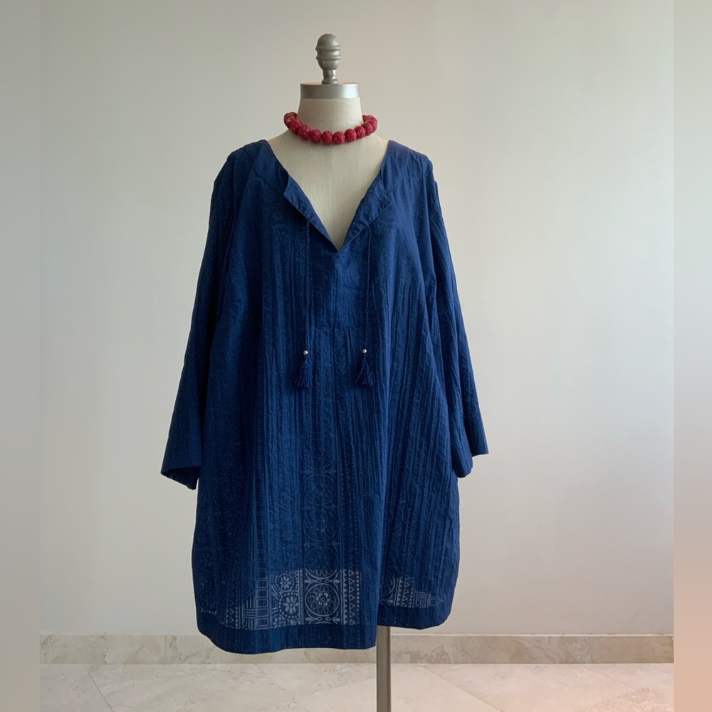 Blue Bohemian Sag Harbor Tassel Top 2X
